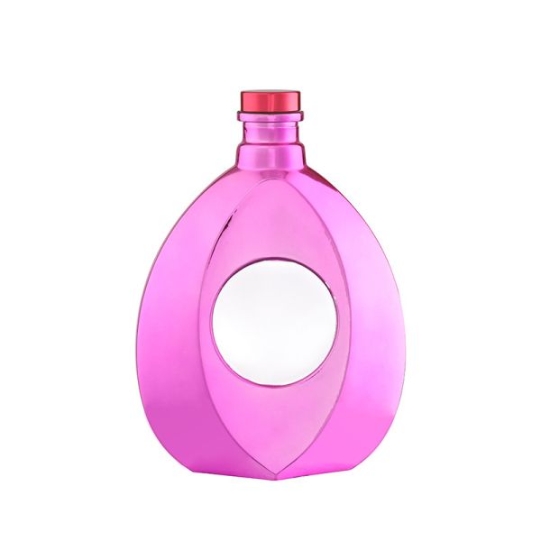 Buy 750ml Electroplated Glass Bottle for Spirits Vodka Gin Champagne Liquor Modern Design at wholesale prices