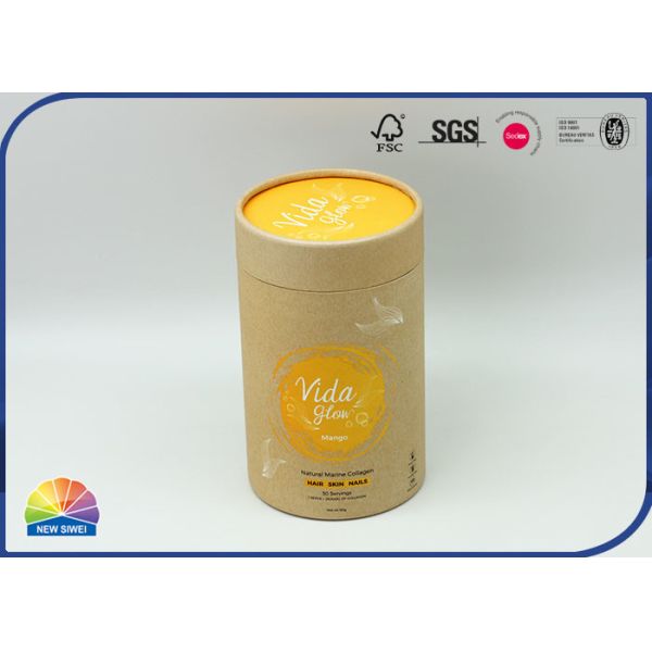 Buy Matte Lamination Recyclable Kraft Cylinder Container Pack Tea at wholesale prices