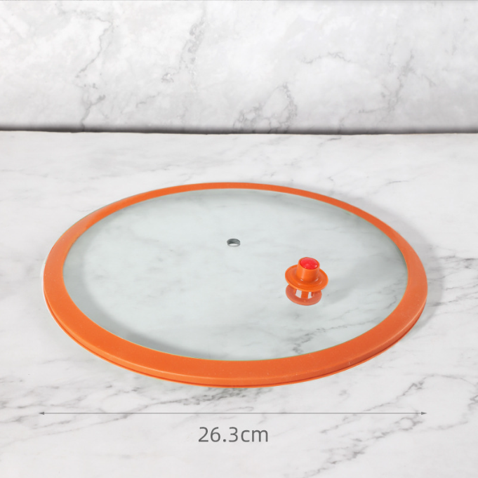 Stocked Heat Resistant Silicone and Glass Pot Lid for Multipurpose Home Cooking Needs