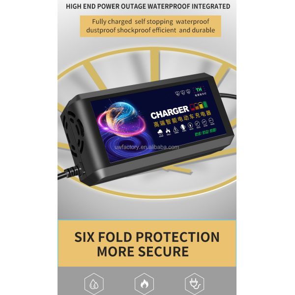 2025 Smart Electric Motorcycle 48V20AH Lead Acid Battery Charger with 93% Charging Efficiency and 12V/1.5A Output