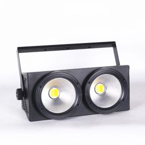 Quality 2 Eyes LED Blinder Cob Strobe Wash DJ Spotlights DMX Sound 2x100W Cool Warm White Audience Lighting for sale