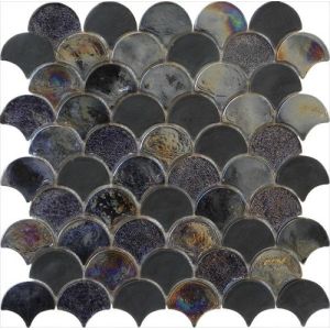 Quality Rainbow blacksector water waving glass mosaic for sale