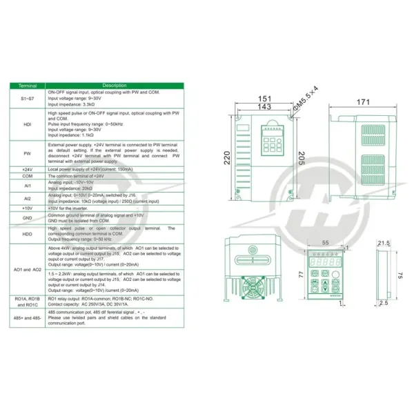 HY GT Series 380v 7.5KW Vector Inverter VFD 1HP Input 3HP Output For CNC Spindle