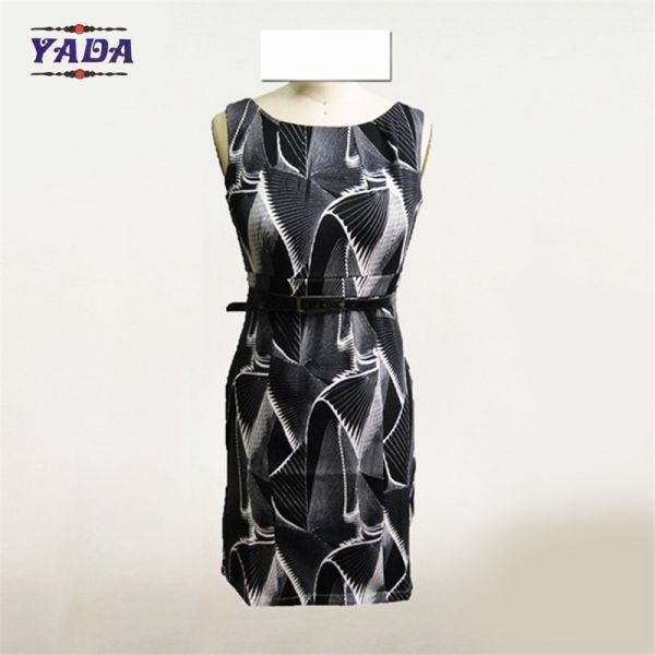 Women print long fashion a line dress ladies sexy women clothing dresses lady with waist belt