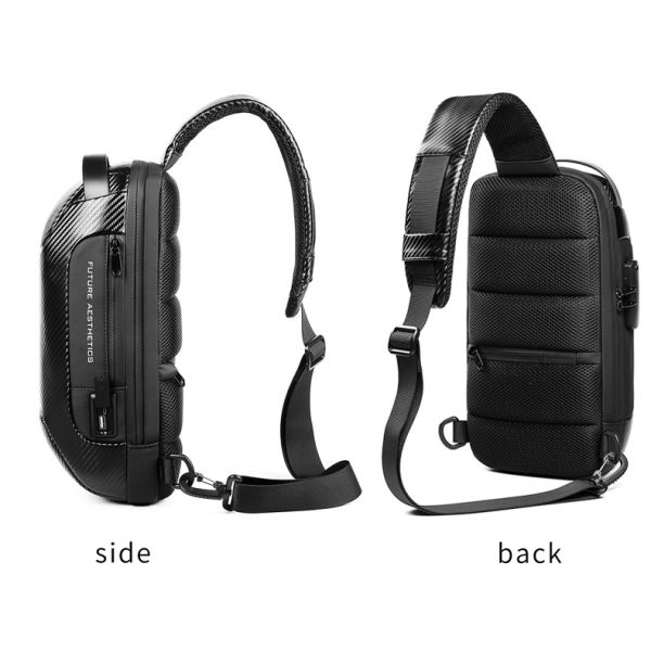 OEM/ODM Carbon Fiber Streamline Anti Theft Sling Bag Rainproof