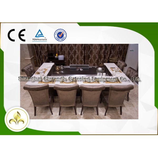 Rectangular Stove Top Teppanyaki Grill Japanese Hibachi Table With Ventilation