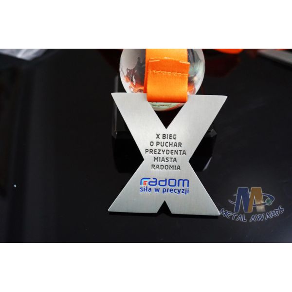X Shape Both Side Metal Award Running Medals With Lanyard Or Sulimated Ribbon