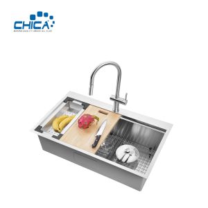 commercial topmount handmade house kitchen sink single bowl SUS304 stainless