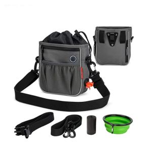 Pet Snack Folding Dog Bowl Tear Resistant With Garbage Roll Carrying Bag