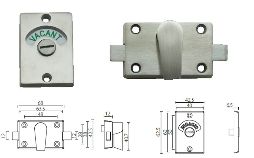 Indicator Bolt Door Accessories for Privacy and Bathroom Door