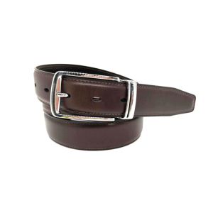 3.5cm Width Zinc Alloy Buckle Mens Brown Leather Dress Belt Standard Size