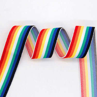 4cm Rainbow Striped Jacquard Ribbon for Garment Underwear Waistband Jacquard