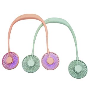Rechargeable LED Light Hanging Neck USB Charging Mini Fan
