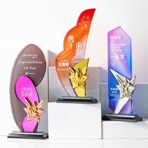 Stylish Custom Colorful Acrylic Award Trophy Plexiglas Plaque with UV printing