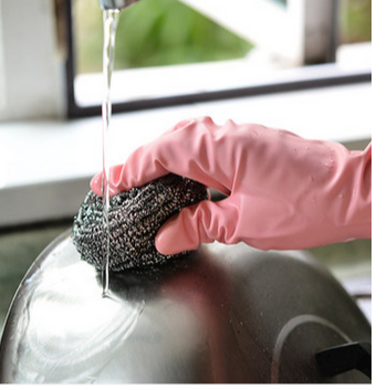 Galvanized Steel Scourer with Plastic Handle Kitchen Cleaning