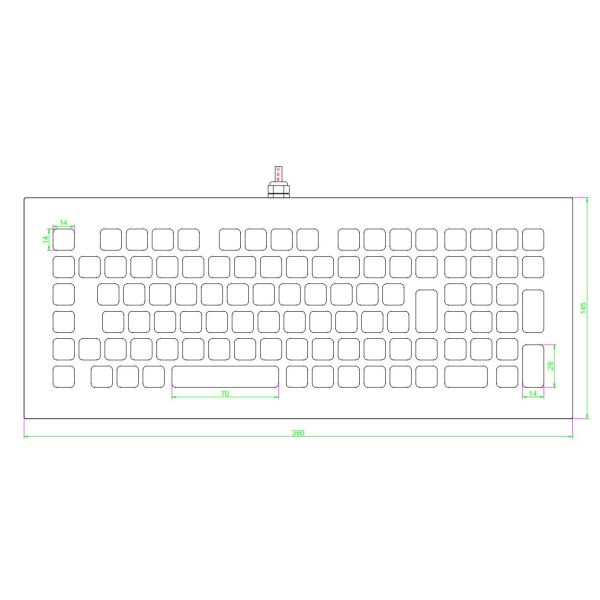 Desktop Stainless Steel Keyboard 102 Keys IP68 Industrial For Koisk Library