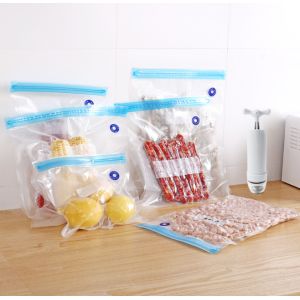 Nylon Vacuum Zipper Bags Food Packaging With Reclosable Double‑Layer Zipper