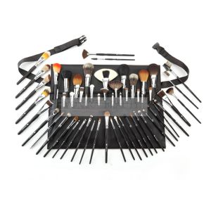 China Professional Classic Black Makeup Brush Collection Set With Brush Belt on sale