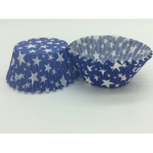 Star Blue And White Fluted Cupcake Liners , Paper Cupcake Wrappers Baking Cup