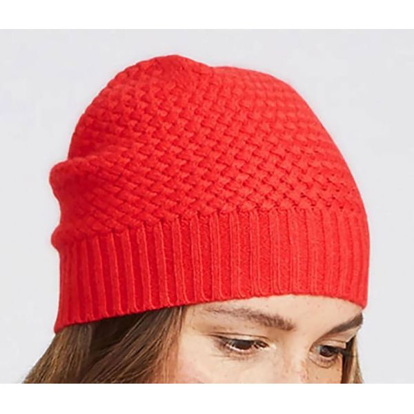Women ' S Knit Beanie Hats 100 % Cashmere Material Lattice Stitch 7gg Gauge