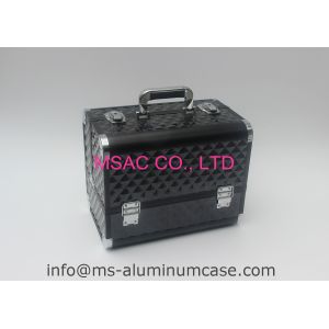 Portable Professional Rolling Makeup Case , Black Makeup Box Moistureproof