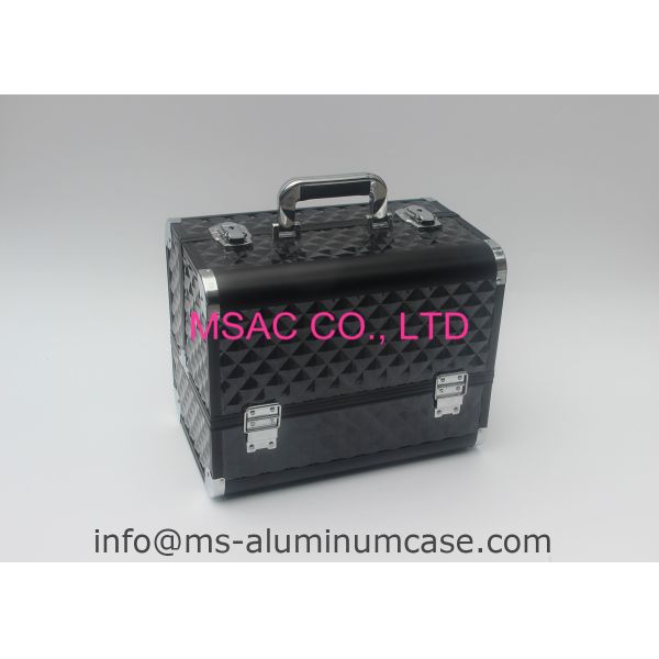 Buy Portable Professional Rolling Makeup Case , Black Makeup Box Moistureproof at wholesale prices
