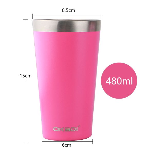 16 oz Tumbler Cup Stainless Steel Vacuum Insulated Coffee Beer Pint Cup With Lid