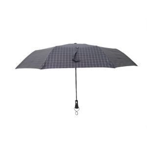 Fully Automatic Large Mens Three Fold Umbrella With Luxury Handle And Firberglas