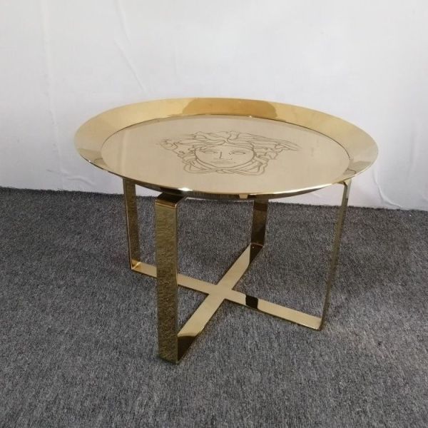 Minimalist Customized Coffee Table Stainless Steel , Titanium Italian Marble Centre Table