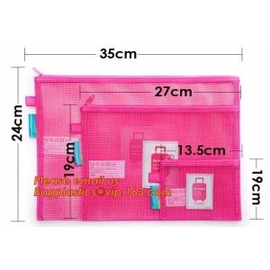 Pencil case zipper seal see through mesh grid pencil bag, mesh pouch, mesh