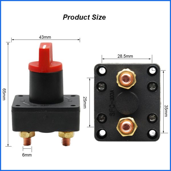 300A 60VDC Mini Universal Motorcycle Car Auto Battery Disconnect Cut Off Kill Switch