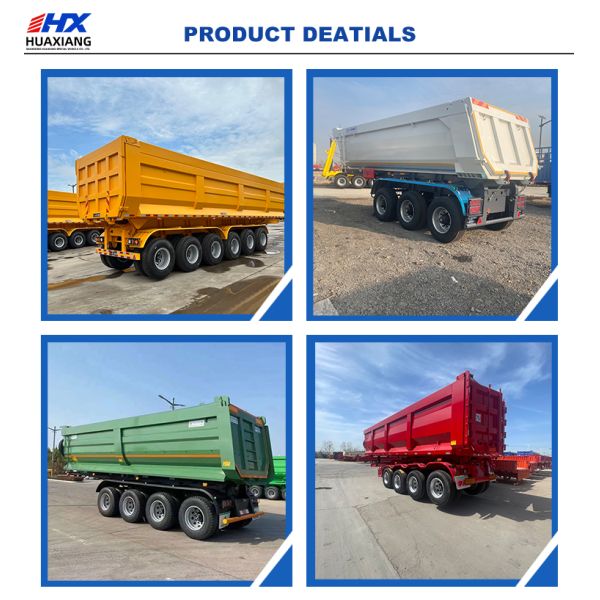 Max Payload 120T 3 Axis 60 Ton Self Unloading Rear Dump Semi Trailer With Hydraulic Jack