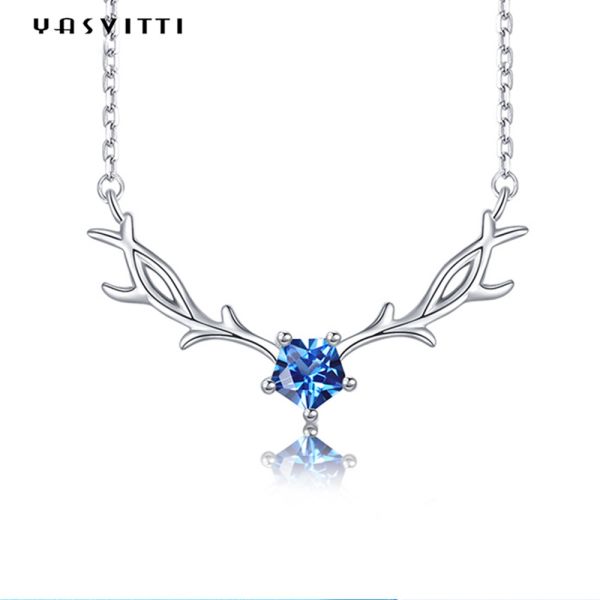 Buy Trendy Hypoallergenic 45cm 2.8g Deer Antler Pendant Necklace Real Silver Necklace SGS at wholesale prices