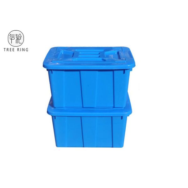 Buy C614l  Stackable Blue Plastic Storage Boxes With Lids / Cover  670 * 490 * 390 Mm at wholesale prices