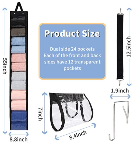 Yoga tights storage rack, 24 roll independent compartment black houseware