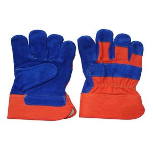 Blue Customized Safety Leather Hand Gloves , Hand Protection Gloves