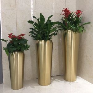 Stainless Steel Flowerpot with Easy Maintenance and Smooth Surface