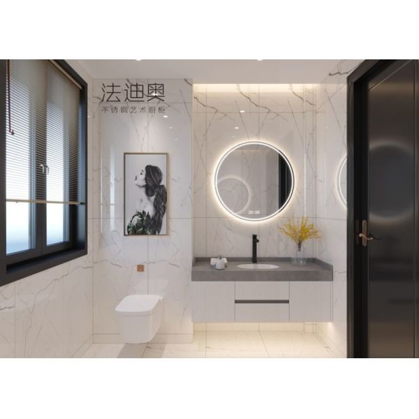 Modern Classic Stainless Steel Bathroom Vanity With Smart Accessories And Floating Design
