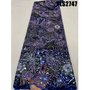 African Sequins Lace Fabric Multi color Net Embroidery Tulle Lace Fabric For