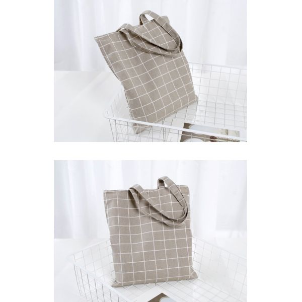 Long Handle Natural Canvas Zippered Tote Bag For Company / Brand Promotion Activities