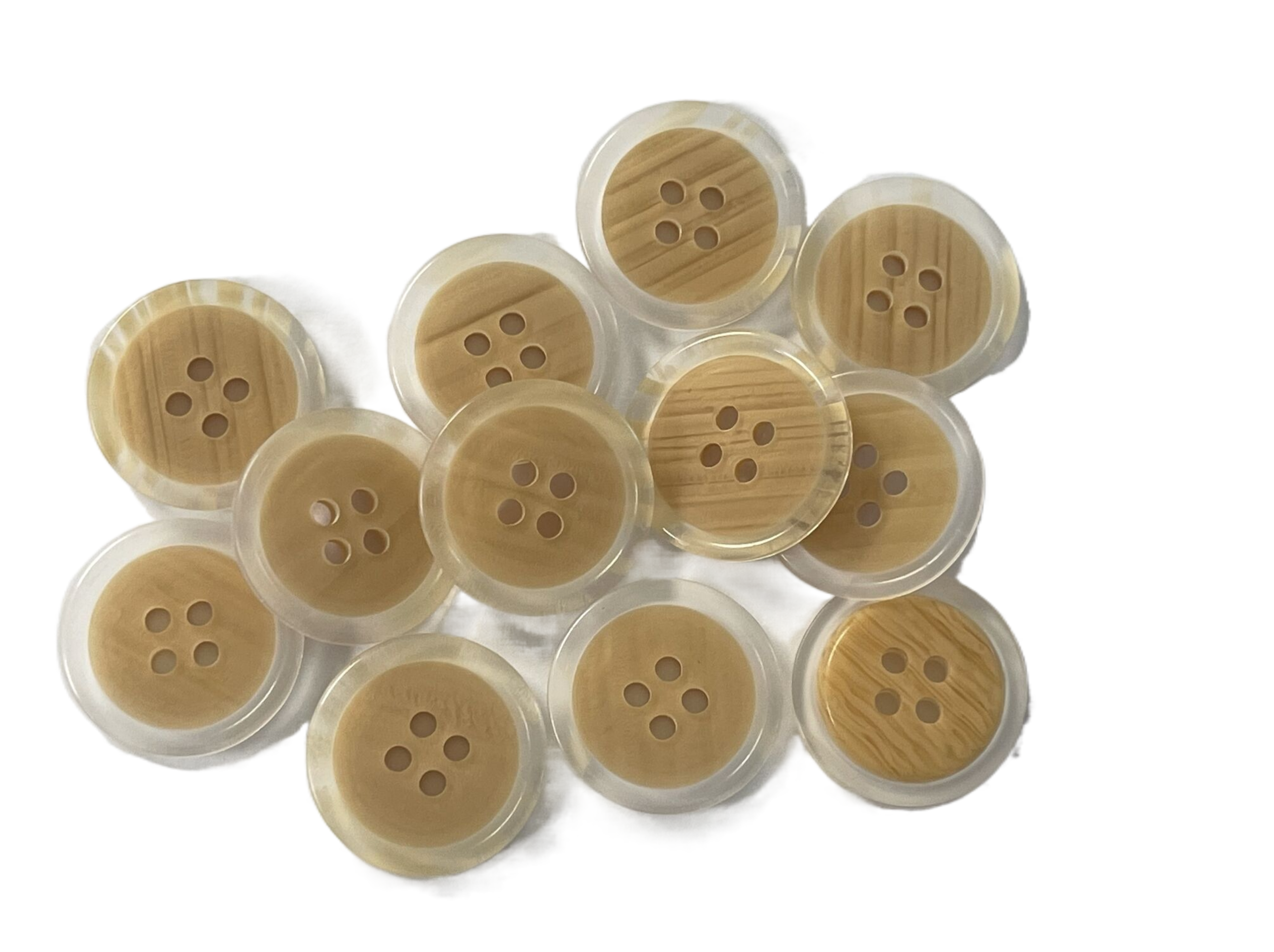 Polyester Fake Wooden Buttons With Transparent Rim Use On Coat