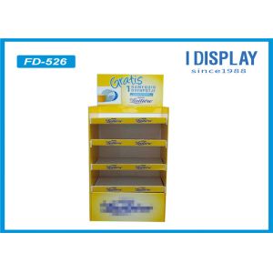 Yellow Retail Floor POP Cardboard POP Displays Stand For Medicine Products