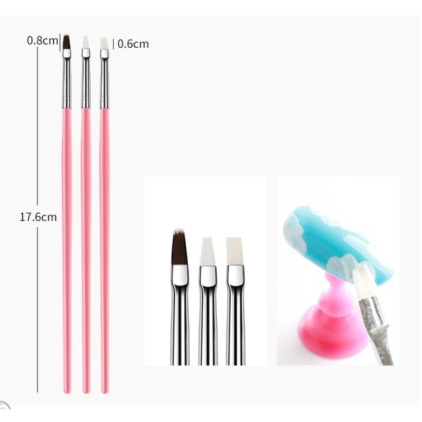 Plastic Handle Pink Nail Beauty Brush 15 pcs Painting Art Brush for Promotion 50g Size