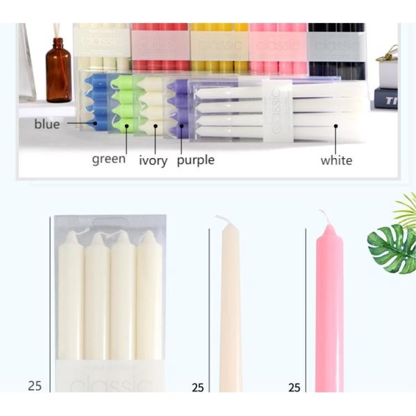 European Colored Long-Rod Candle Holiday Decoration Power Failure Emergency Classic Long Lasting Burning Thin Taper