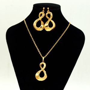 Vintage jewelry Pendants Necklaces Earrings Set For Women 18K Real Gold Plated