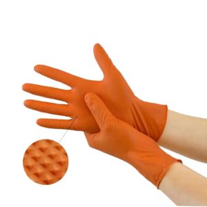 Industrial Diamond Textured Nitrile Gloves Heavy Duty Powder Free Latex Free For