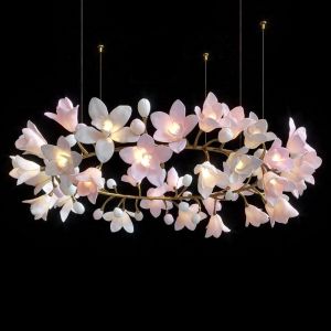 Customized Luxury Flower Art Ceramic Modern Project Chandelier For Hotel Wedding