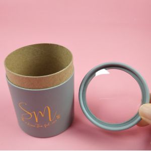 Gold Foil Biodegradable Paper Cylinder Packaging With PVC Window