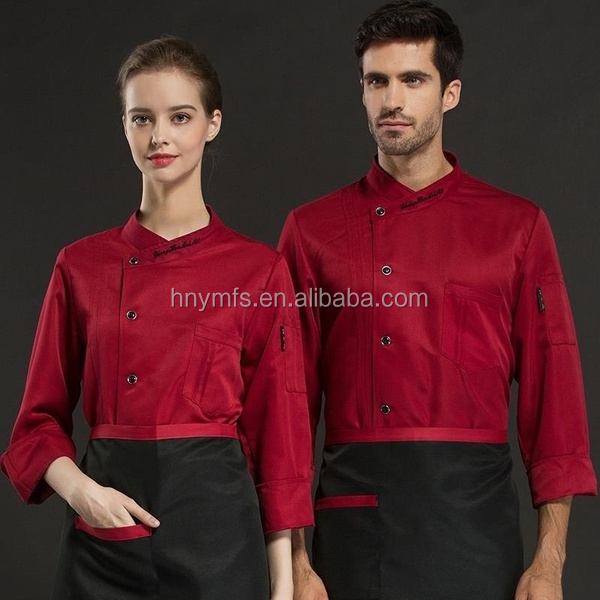 Hot Fashion Chef Uniform Pure Color Restaurant Bar Uniforms Chef Jacket for Hotel