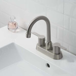 CUPC 4in Centerset 2 Handle Bathroom Faucet In Matte Black
